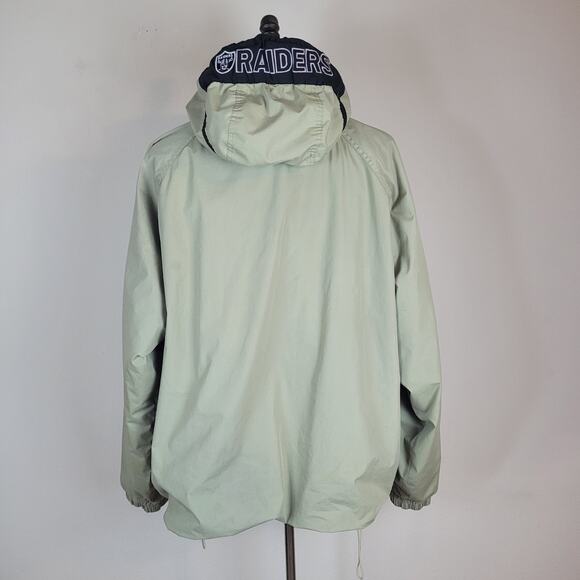 Vintage Pro Player Jacket Mens XXL Khaki Oakland Raiders Zip Hooded 90s WORN - Picture 4 of 16